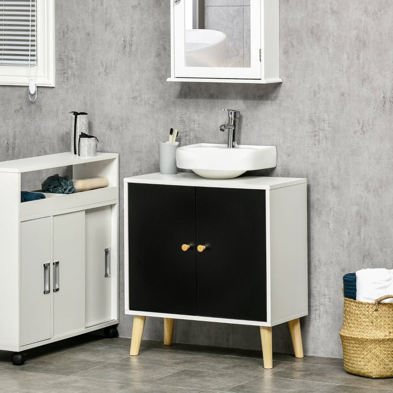 Modern Black and White Bathroom Sink Storage Cabinet