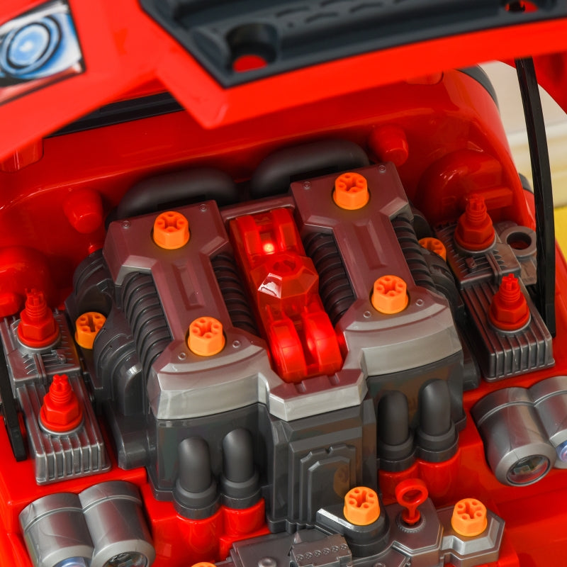 Red Kids Truck Engine Toy Set with RC Car Key