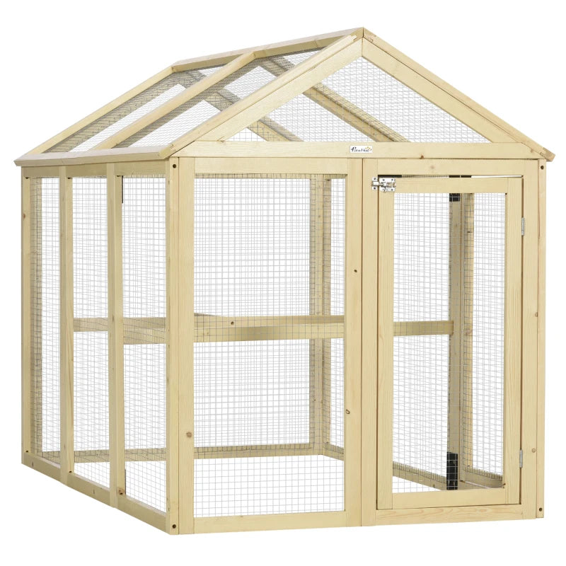 Large Wooden Chicken Run & Coop - Natural Wood Finish