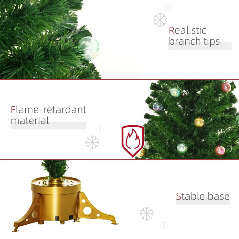 5FT Pre-Lit Green Christmas Tree with Fibre Optics and Baubles