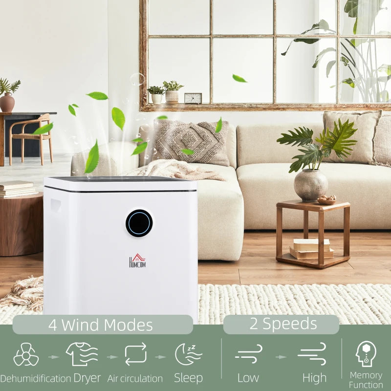 10L Dehumidifier: Digital Display, Intelligent Mode, 24H Timer, White