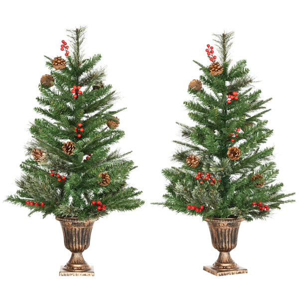 Green 3 Ft Christmas Tree Set with Pine Cones and Berries