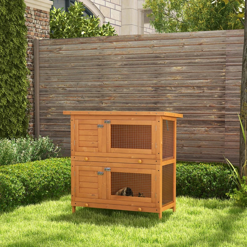 Wooden Outdoor Pet Cage with Opening Roof, 90 x 45 x 90cm - Natural