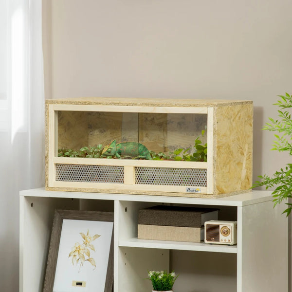 Mesh Reptile Terrarium Vivarium, Sliding Doors, Climbing Habitat, 60x29.5x29.5cm