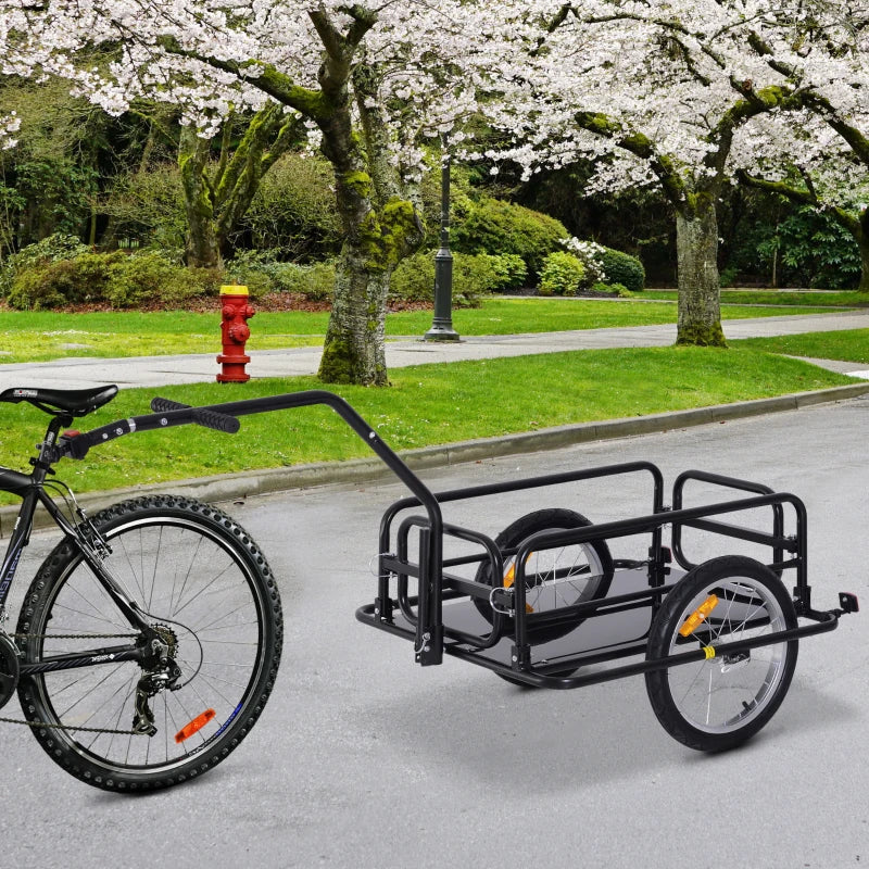 Black Bike Cargo Trailer with Hitch for Cycling and Camping