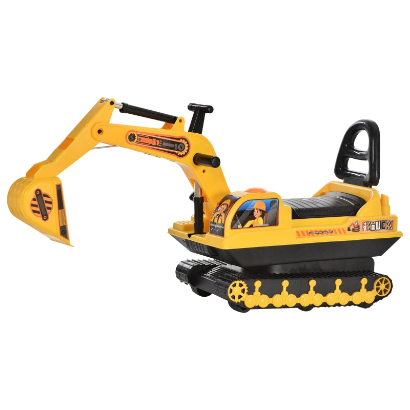 Yellow Ride-On Excavator Toy Tractor Digger