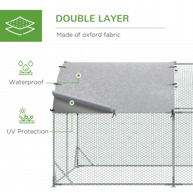 Large Chicken Run with Activity Shelf and Cover, 2.8 x 5.7 x 2m, Green