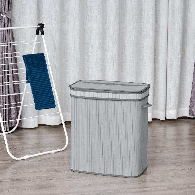 Grey Wooden Laundry Basket with Flip Lid