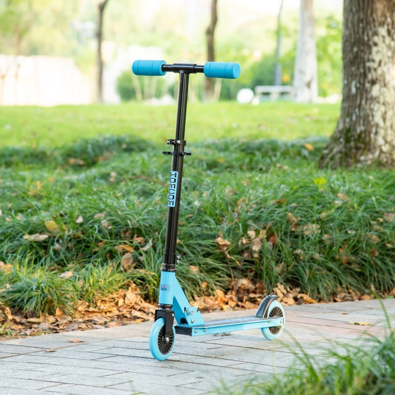 Blue Foldable Kids Kick Scooter with Adjustable Height Brake