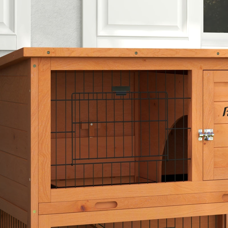 Orange Antiseptic Wood Rabbit Hutch with Run - 80cm