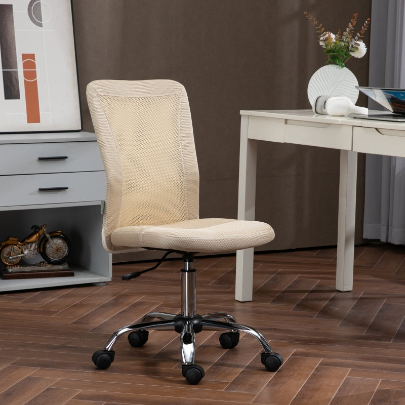 Beige Mesh Office Chair with Adjustable Height and Swivel Wheels