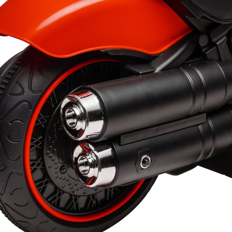 Red 6V Electric Motorbike with Training Wheels, One-Button Start