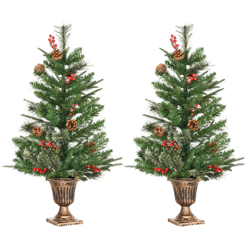 Green 3 Ft Christmas Tree Set with Pine Cones and Berries