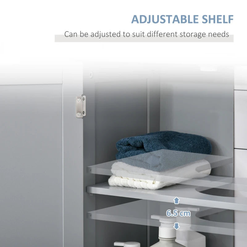 Grey Under-Sink Storage Cabinet with Adjustable Shelf - 60x60cm