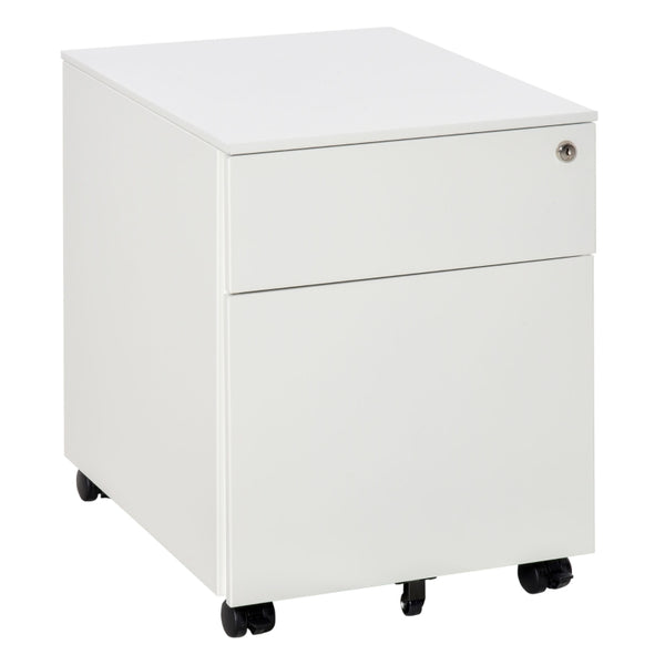 White 2-Drawer Lockable Steel File Cabinet for A4/Letter/Legal Files