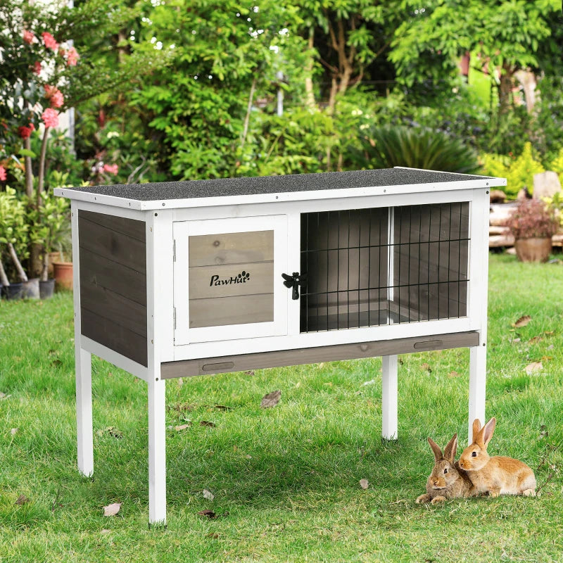 Brown Wooden Small Animal Hutch with Asphalt Roof 86 x 45 x 70 cm