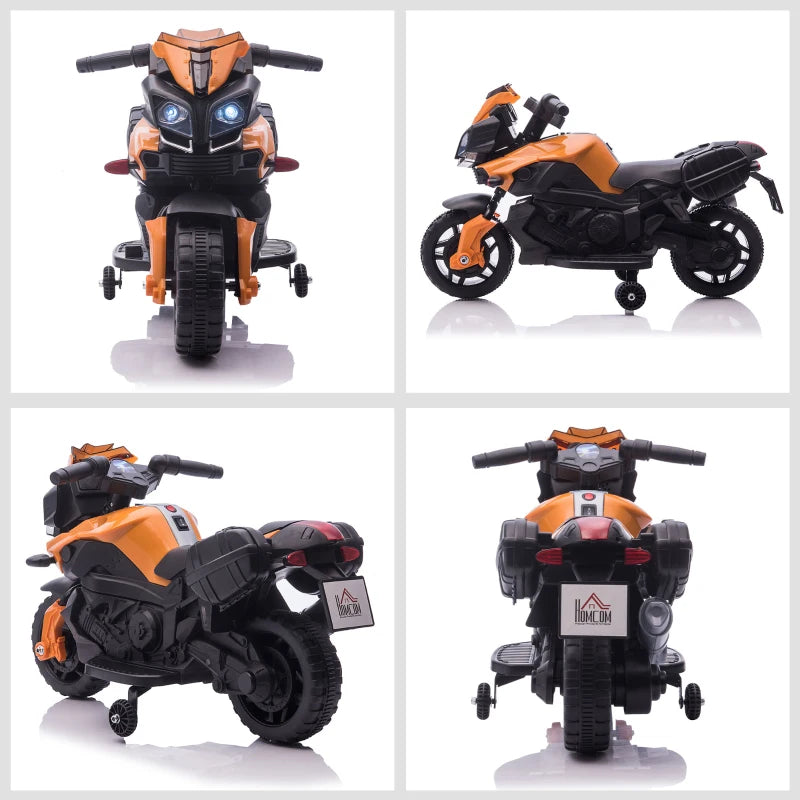 Orange Kids Electric Motorbike 6V Ride-On Motorcycle with Lights and Sounds