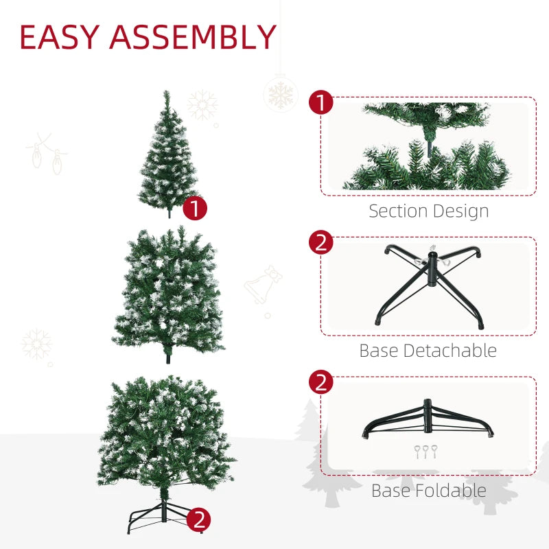 6FT Tall Pre-lit Slim Green Christmas Tree with 300 LED Lights