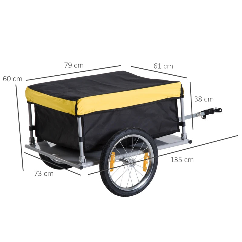 Yellow Bicycle Cargo Trailer with Folding Storage & Removable Cover