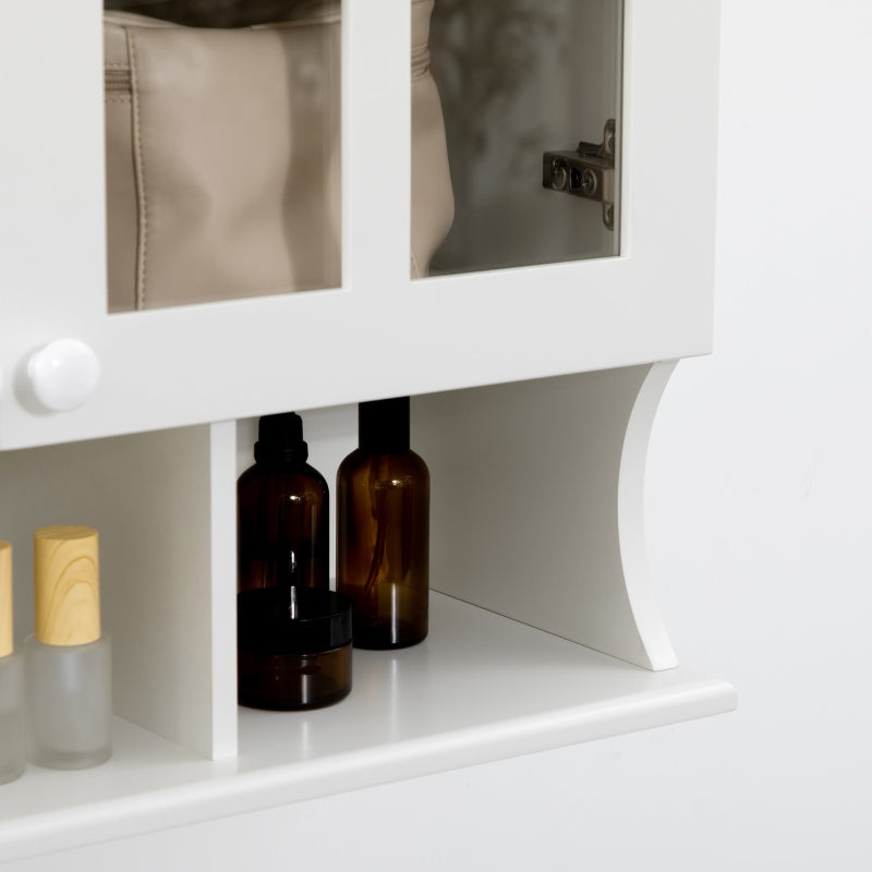 White Wall-Mounted Bathroom Medicine Cabinet with Shelves