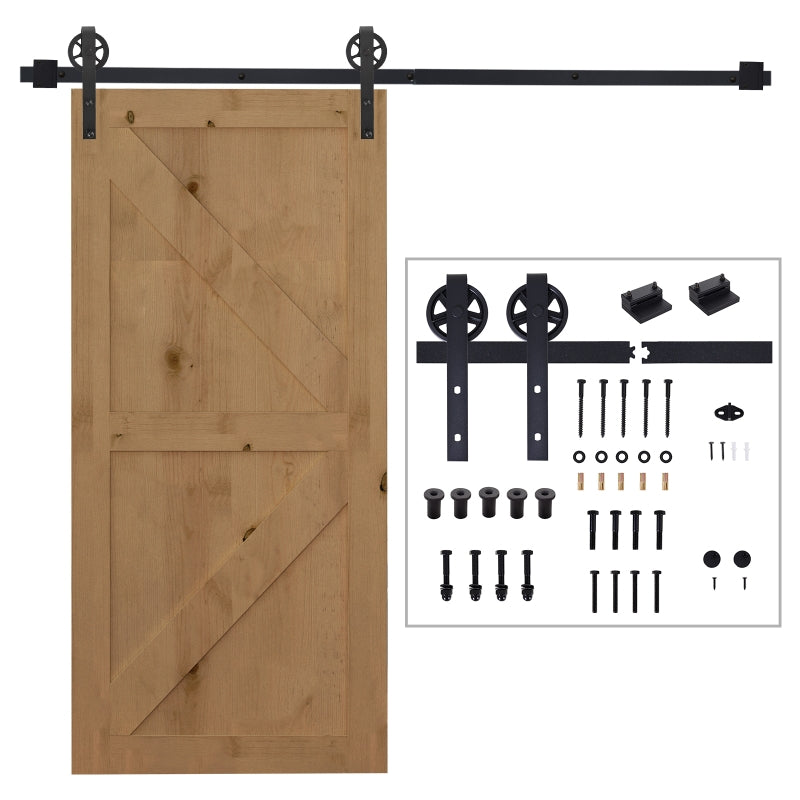 Black 6.6 FT Sliding Barn Door Hardware Kit for Single Wooden Door