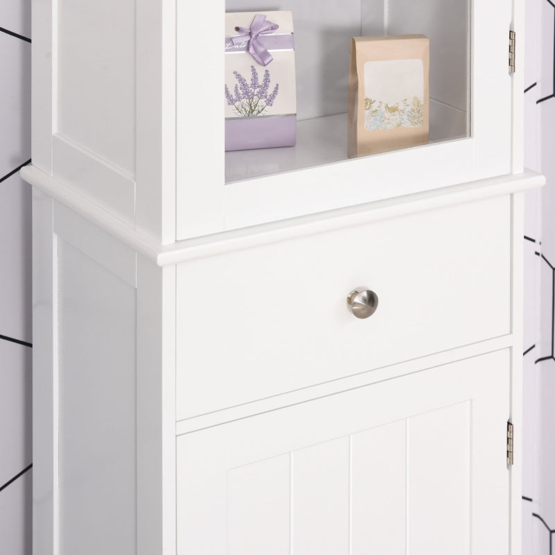 White Bathroom Storage Cabinet with 3-Tier Shelf Drawer