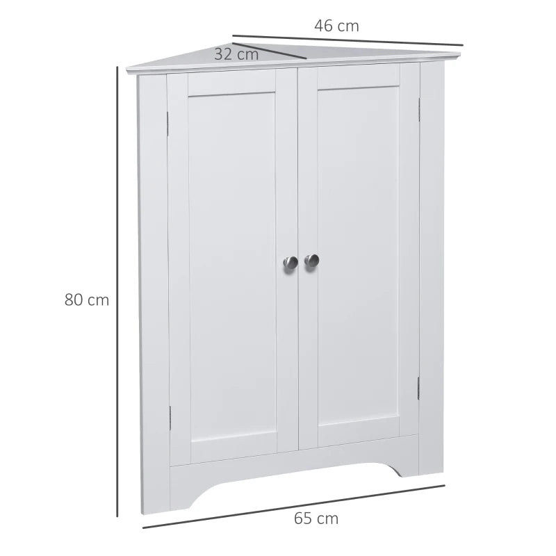 White Triangle Corner Bathroom Storage Cabinet with Adjustable Shelf