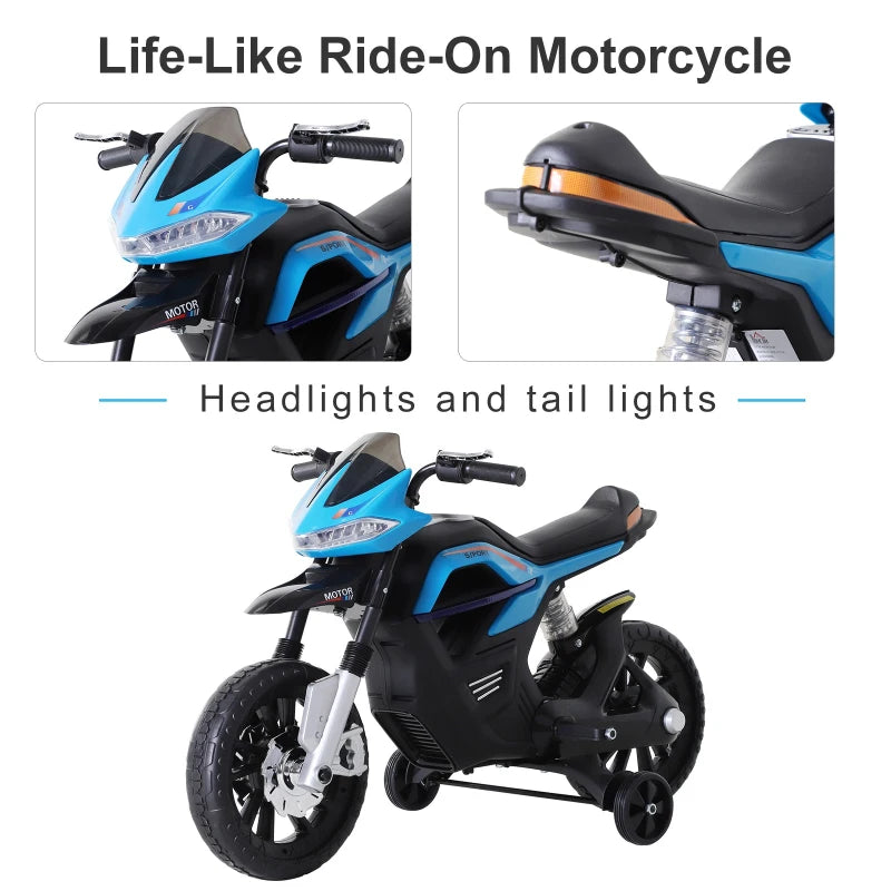 Blue Kids Electric Motorbike 6V Ride On Motorcycle with Lights and Music