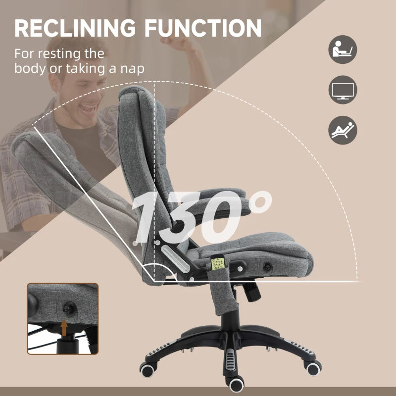 Grey Heated Massage Recliner Chair with 6 Massage Points