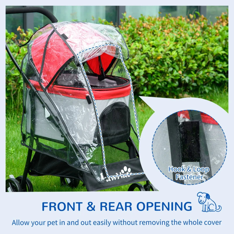 Pet Stroller Rain Cover, Front & Rear Entry, Clear