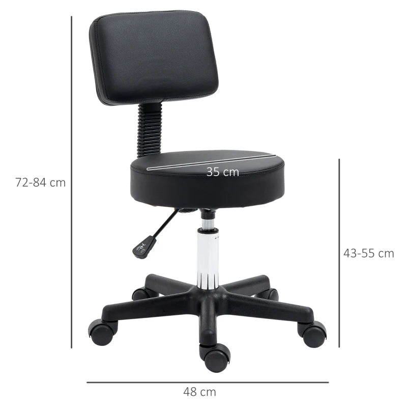 Black Swivel Salon Chair with Adjustable Height and Wheels