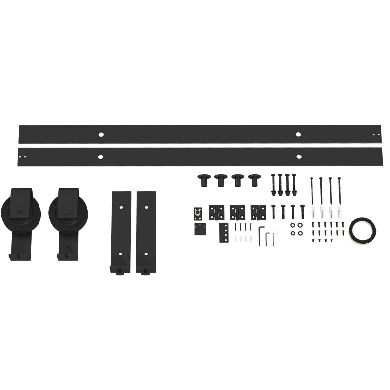 5FT Black Bi-Folding Sliding Barn Door Hardware Kit for 2 Doors