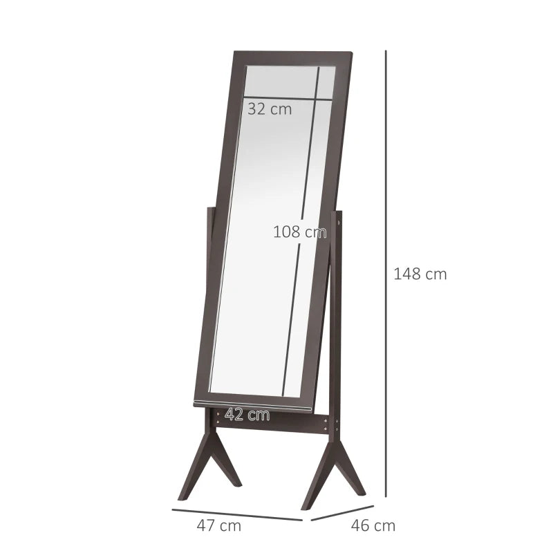 Brown Freestanding Adjustable Dressing Mirror 148x47cm