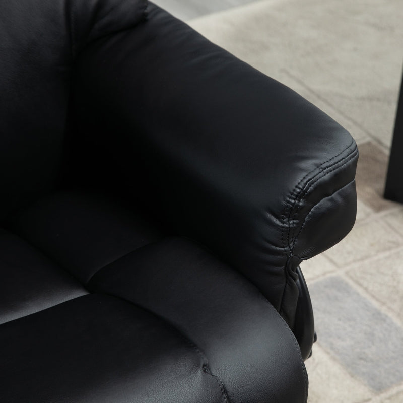 Black Swivel Recliner Chair with Adjustable Backrest and Footstool