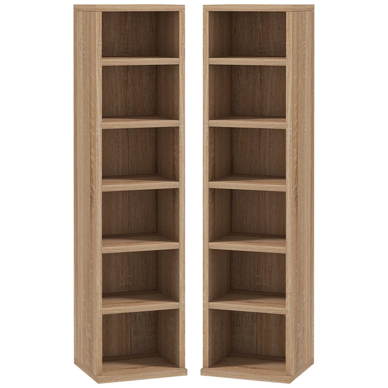 Wood-Effect CD Storage Units Set - Pack of 2 - Brown