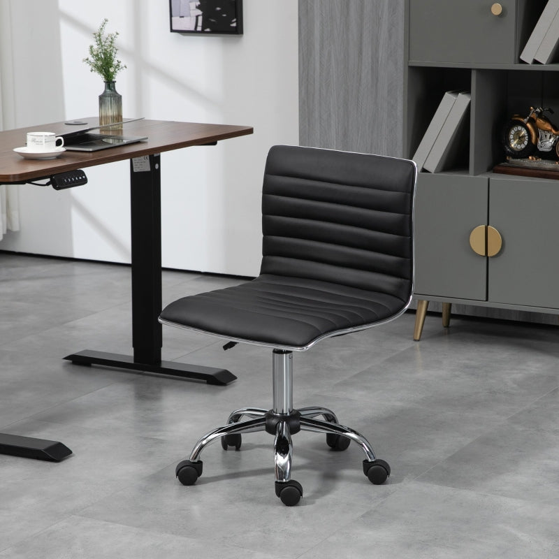 Black Mid-Back Swivel Office Chair with Armless Design