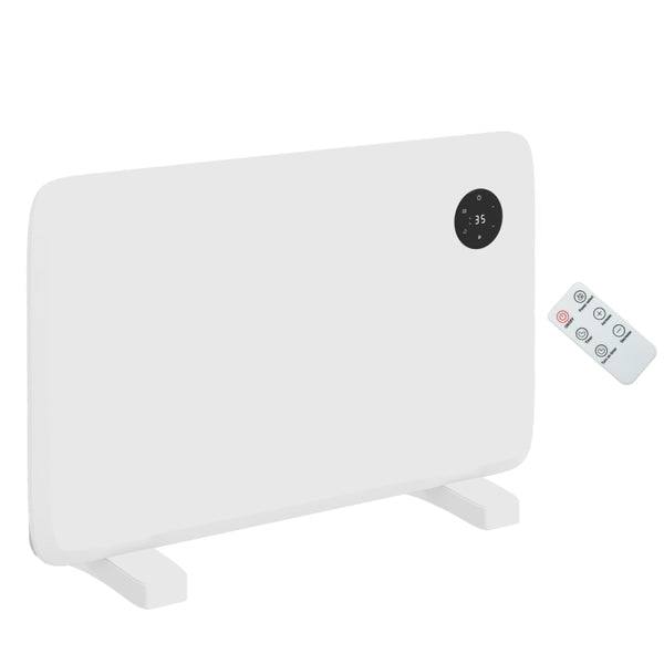 1200W White Electric Convector Heater, Freestanding/Wall Mounted, Adjustable Thermostat & Timer