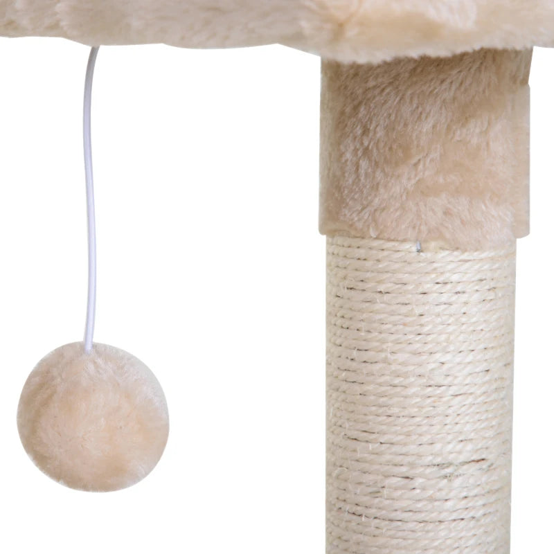 Beige Cat Tree with Scratching Posts and Hammock