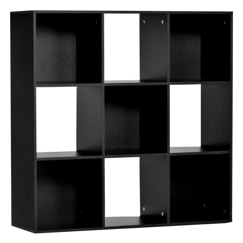 Black Nine-Cube Compact Shelving Unit