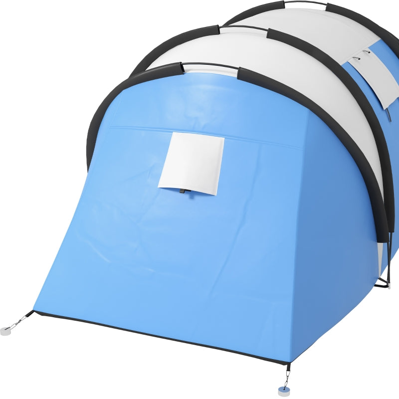 Blue 2-Bedroom Waterproof Camping Tent for Family Fishing and Hiking