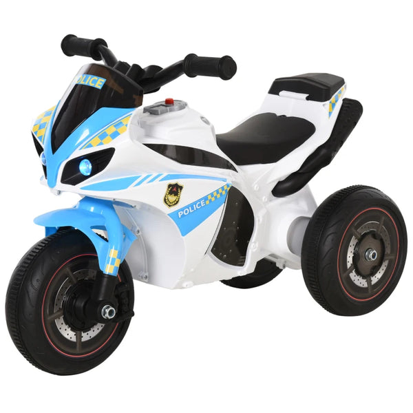 Blue Kids Police Ride-On 3-Wheel Bike with Music and Lights
