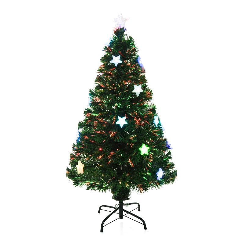 4FT Green Fibre Optic Christmas Tree with LED Star Lights