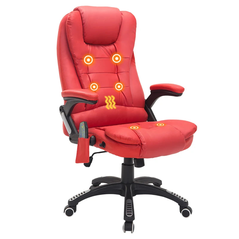 Red High Back Massage Office Chair with Heat