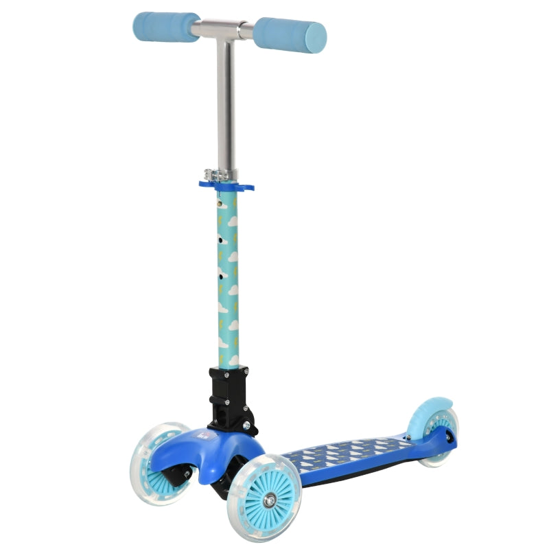 Blue Foldable Kids Scooter with Flashing Wheels