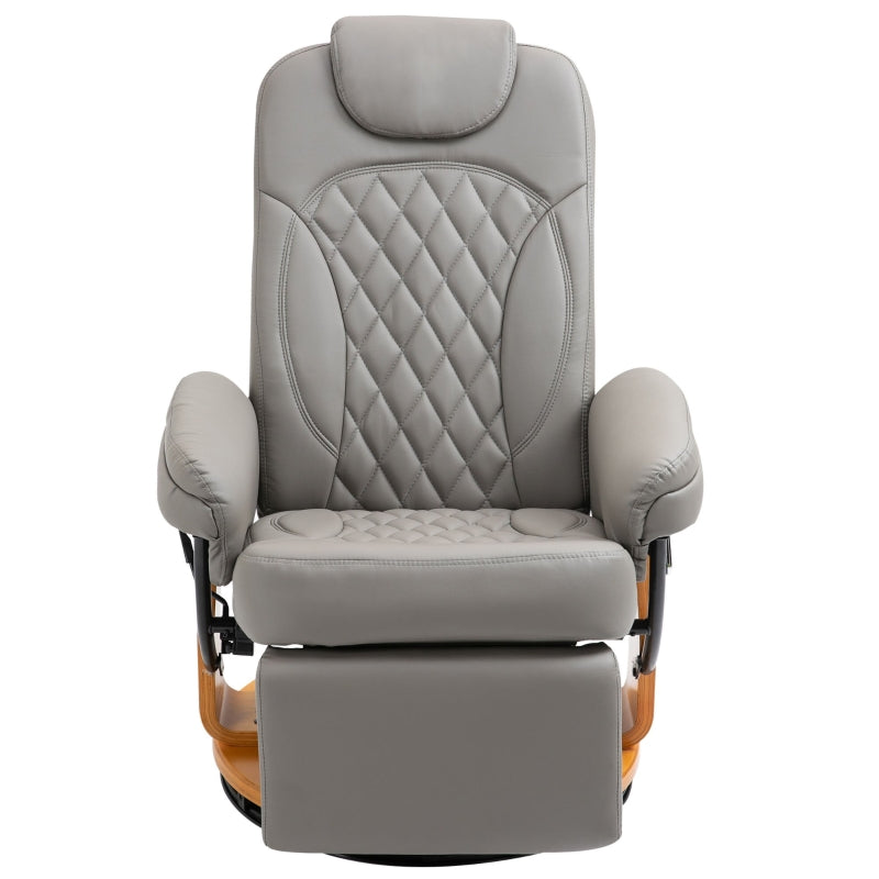 Grey PU Recliner Chair with Footrest and Headrest