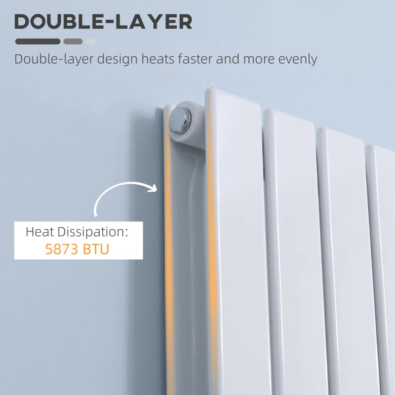 White Vertical Designer Radiator - 456 x 1800 mm Double Panel Wall Heater