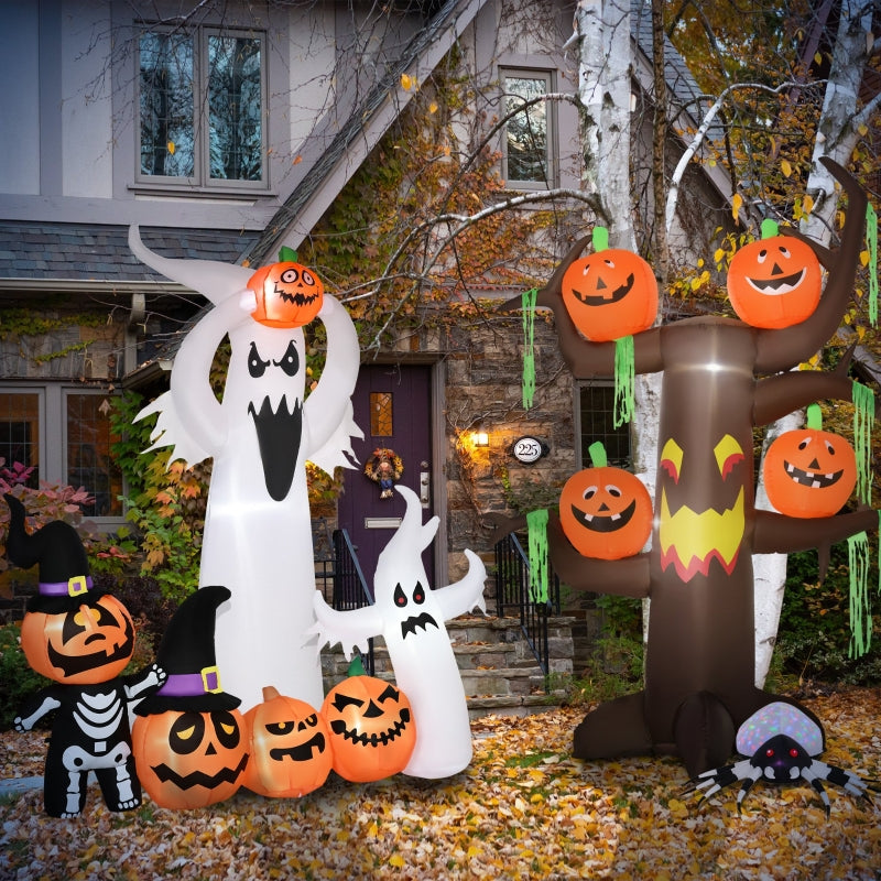 8.5ft Inflatable Halloween Ghosts & Pumpkins Display with LED Lights