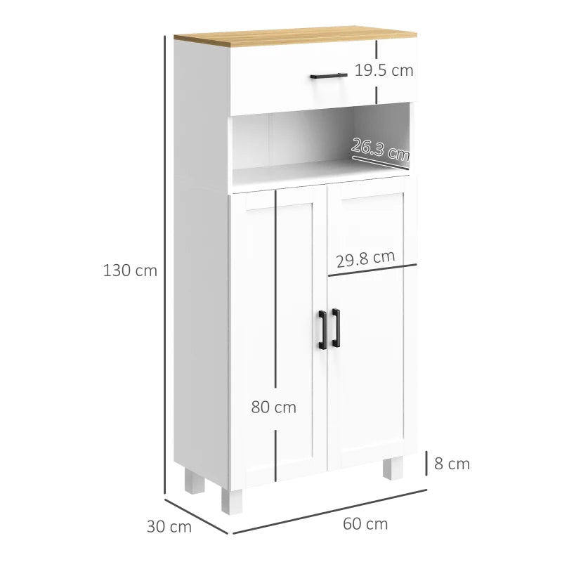 Nordic White Kitchen Storage Cabinet with Drawer and Doors