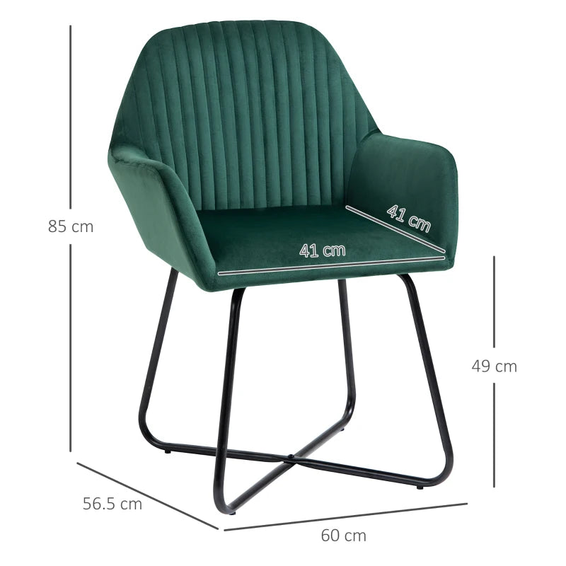 Green Modern Upholstered Armchair with Metal Base for Living Room