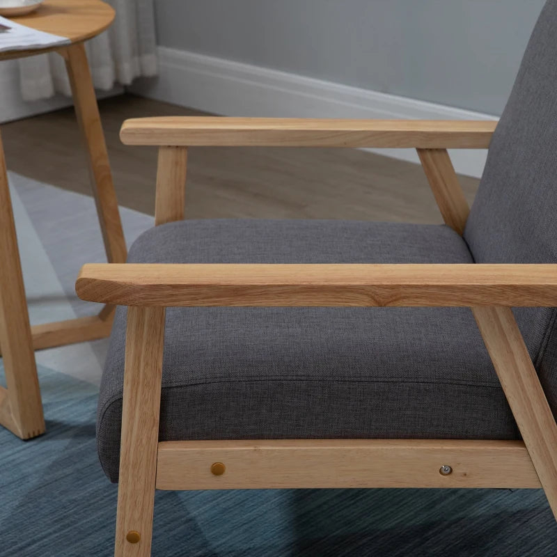 Modern Grey Padded Accent Chair with Wooden Frame